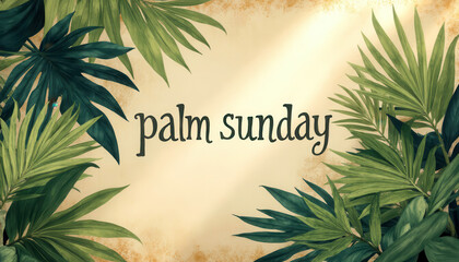 Palm Sunday celebration design featuring lush greenery for posters and cards