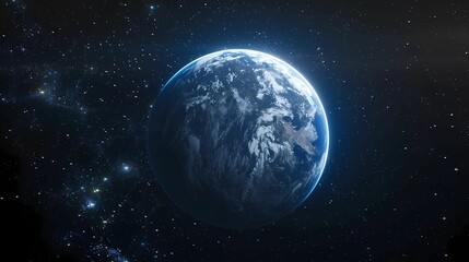 Earth With Blue And White Light