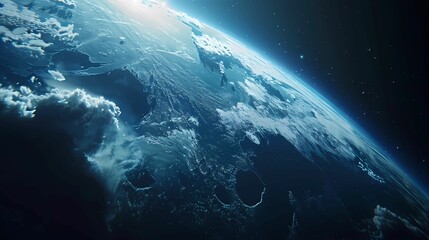 Earth With Blue And White Light