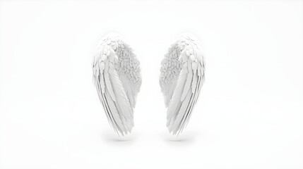 Ultra Realistic Angel Wings Isolated on Simple Clean White Background