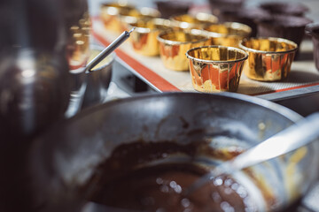 Home preparation of chocolate cakes and brownies using egg flour, chocolate chips, holiday activity, happiness, low sugar healthy lifestyle