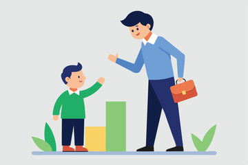 "Mentor Coaching Junior Employee on Leadership & Career Growth - Vector Illustration"

