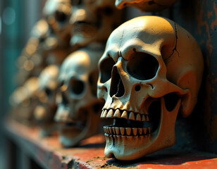 Vibrant Dia de Muertos Skulls Decorative Artwork Celebrating Mexican Traditions