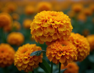 Vibrant Marigold Flowers Celebrating Dia de Muertos Celebration Rituals in Mexico