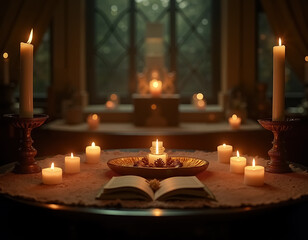 Beautiful Day of the Dead Altars Illuminated by Ceremonial Candlelight