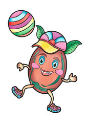 Beautiful cartoon fruits, stickers for kids, plum