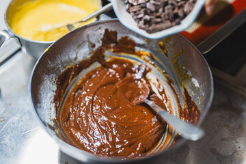 Chocolate dessert baking process, meditation, healthy eating, good mood