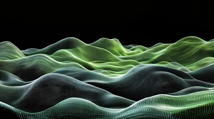 Obraz premium Abstract green and black wave landscape.