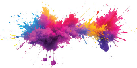 A Powerful Watercolor Creation of Splattered Stains and Bold Brush Strokes, Bringing Bright, Lively Colors Together on a Crisp White Canvas, Offering an Abstract and Vibrant Visual Display.
