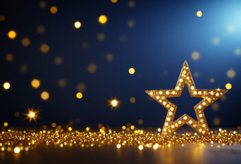 Glittering Golden Christmas Star Decor Decor Defocus Defocus Background