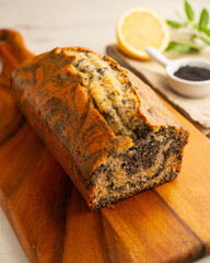 Delicious lemon and poppy seed cake.
