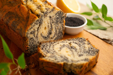 Delicious lemon and poppy seed cake.