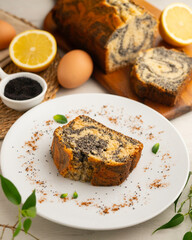 Delicious lemon and poppy seed cake.