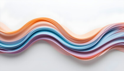 3D wave pattern on white background, smooth transitions, gradient hues, artistic flow, contemporary style