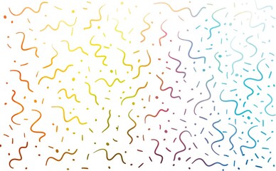 Trendy Geometric Pattern Design on isolated white Background with Zigzag like confetti for Birthday, Party, Memphis style, Funny Multicolor Hand drawn backdrop