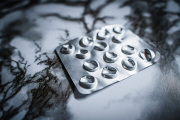 Empty blister packaging of pharmaceutical pills
