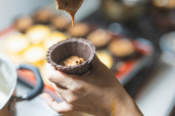 Chocolate Vanilla Cupcake Dessert Baking Process, Meditation, Healthy Organic Low Sugar Eating, Small Bakery, Home Baking, Self-Care and Happiness