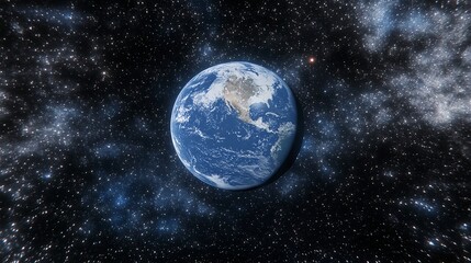 Fototapeta premium Earth Floating in Space Surrounded by Stars and Galaxies