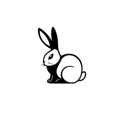 Simplistic minimalist black and white illustration of a rabbit.