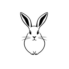 Simplified rabbit illustration, showcasing a minimalist, stylized line drawing of a bunny against a clean white background.