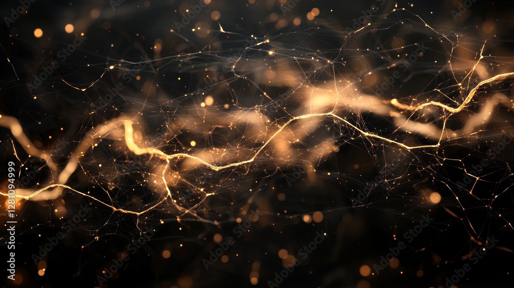 Poster a detailed view of bright nodes and interlinking lines symbolizing neural pathways in a sophisticate