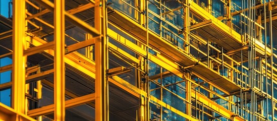 Fototapeta premium Golden Hour Construction: Abstract Architectural Marvel