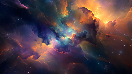 Obraz premium A swiring galaxy of colors and shapes, dreamlike.