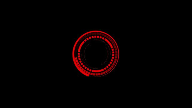 Circle hud elements on a black background. Circle HUD technological futuristic elements.Loop animation of technology HUD circles with alpha channel, 3d rendering. 4K VIDEO.