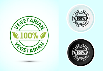 Fototapeta premium 100 percent vegetarian icon design illustration, Vegan product label badge