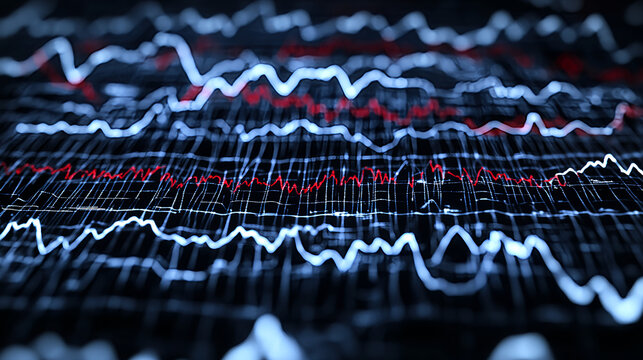 Analyzing digital waveforms data visualization technology studio close-up scientific concepts for insightful analysis