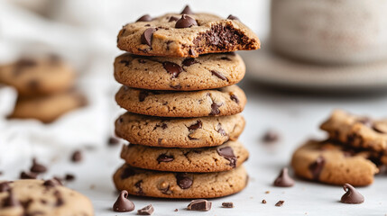 Stack of chocolate chip cookies
