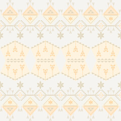 Orange Navajo seamless pattern with ethnic motifs. Native American or geometric vector texture for design or print, textiles, sarees, and wallpaper.