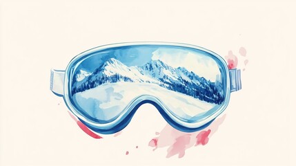 Artistic Watercolor Vintage Ski Goggles Painting Poster Canvas Artistic