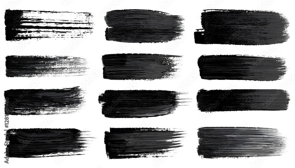 Poster set of grunge brush strokes on white background. vector illustration of rectangle text box.