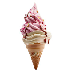 Delicious Two-Tone Ice Cream Cone with Sprinkles and Chocolate Drizzle,