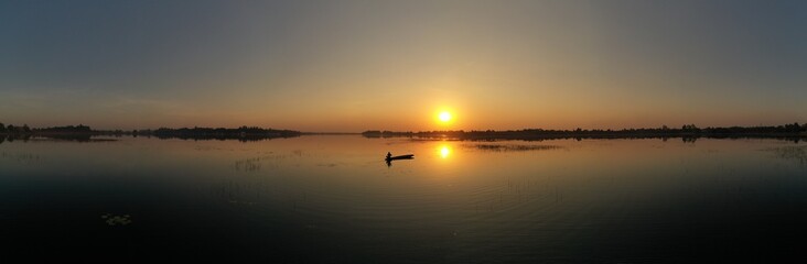 Sunset and fishing in Nong Xeum Vientiane laos
