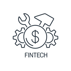 Financial technology. Fintech. Vector linear icon illustration isolated on white background.