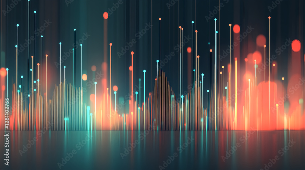 Poster dynamic data visualization event abstract space digital art futuristic environment wide angle view t