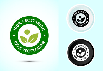 100 percent vegetarian icon design illustration, Vegan product label badge
