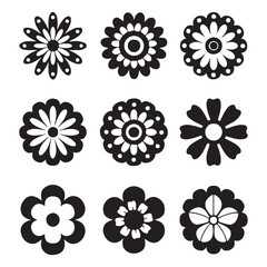 Decorative Black and White Floral Elements