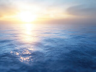 Obraz premium Sunset over the ocean with tranquil water and clouds reflecting in the sea. A peaceful, serene landscape for relaxation.