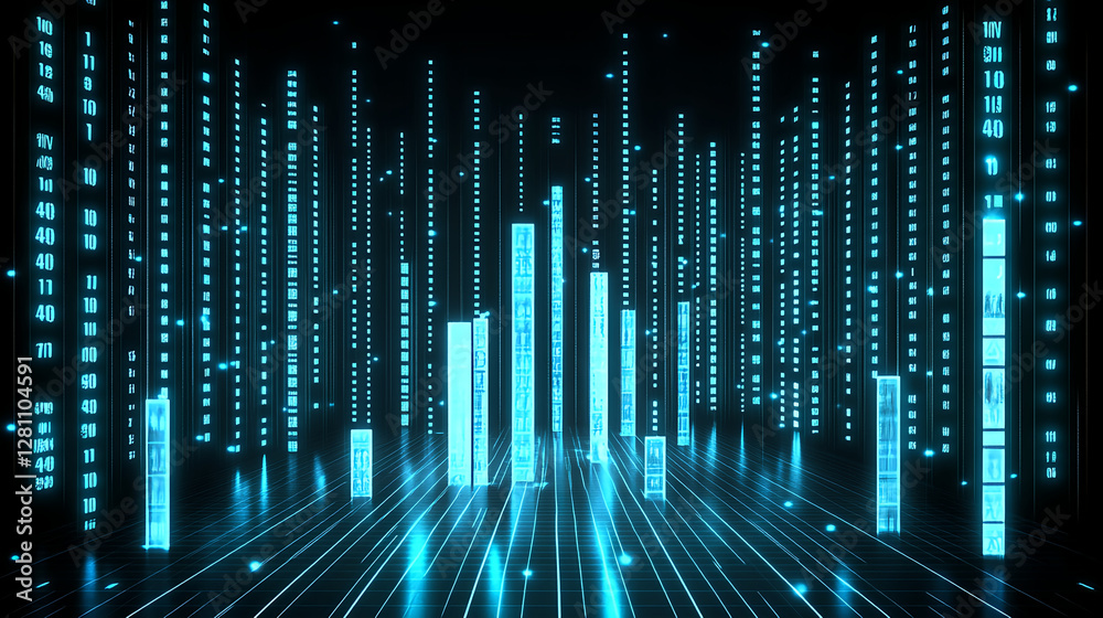 Poster exploring data visualization techniques digital environment graphic design tech realm futuristic per