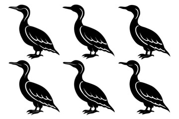 Fototapeta premium Cormorant Bundle Elegant Line Art Vector