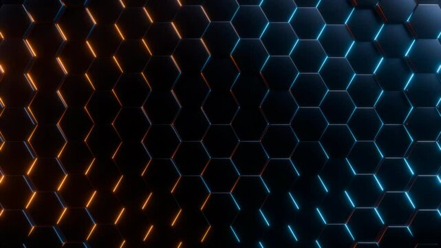 abstract futuristic glowing 3d hexagon background, 4k seamless loop