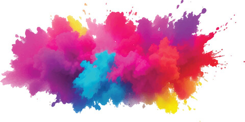 Lively and Bold Watercolor Stains and Brush Strokes in an Explosive Burst of Colors, Creating a Modern Abstract Design on a Crisp White Canvas, Bringing a Dynamic Artistic Expression.
