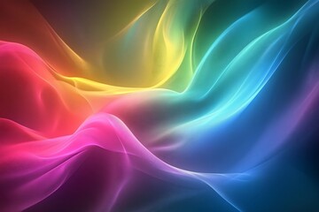 Obraz premium Abstract colorful flowing light waves, vibrant rainbow hues.