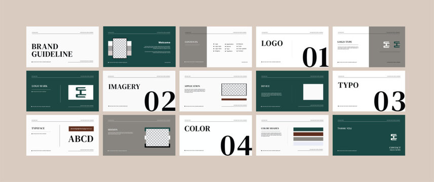 Brand identity design template. Brand guidelines templates. Logo and brand strategy guide manual presentation. Logo guideline book.