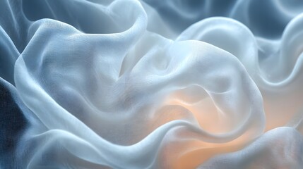 Obraz premium Close-up shot of a light blue silk fabric with elegant, flowing folds and soft lighting creating beautiful texture Silk texture. Abstract Drapery: Light Blue Silk Fabric Texture
