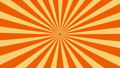 Vector illustration, abstract sunburst backdrop background, seamless retro vintage burst, orange sun rays, spiral striped wallpaper design, sunrise sunbeam element, radiant glowing light