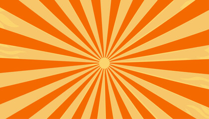 Abstract sunburst backdrop background, vector illustration, orange sun rays, seamless retro vintage burst, spiral striped wallpaper design, sunrise sunbeam element, dynamic bright radial pattern